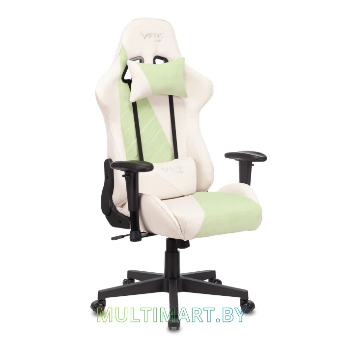 Кресло компьютерное Zombie VIKING X Fabric (белый/зеленый)